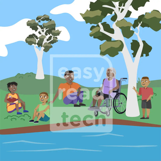 Community Relaxing By River