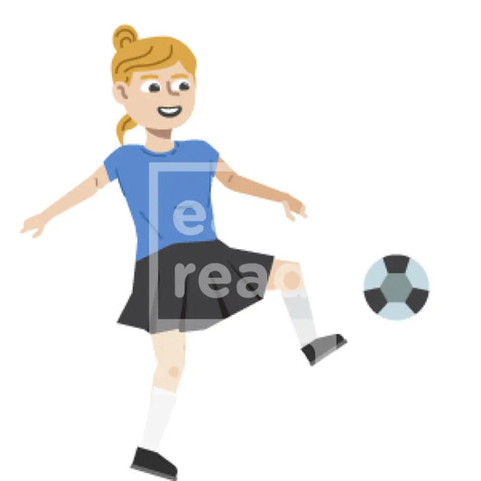 Girl Kicking A Soccer Ball