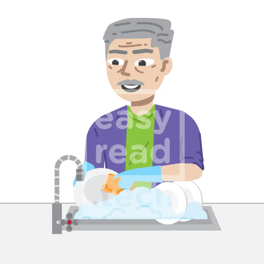 Senior Man Washing Dishes