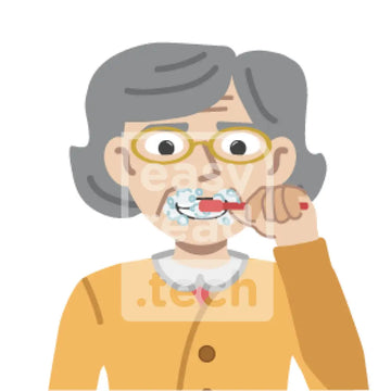 Senior Woman Brushing Her Teeth