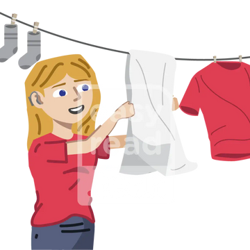 Woman Hanging Up Clothes