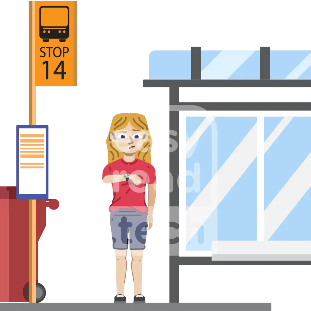 Woman Waiting For Bus
