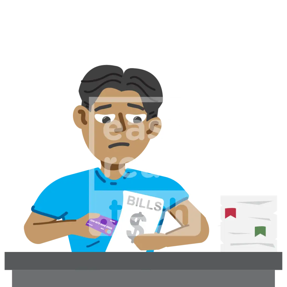 Young Man Paying Bills