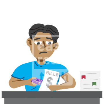 Young Man Paying Bills