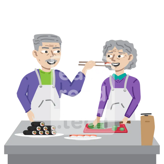 Senior Couple Making Food