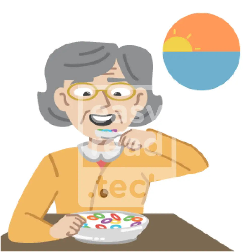 Senior Woman Eating Breakfast