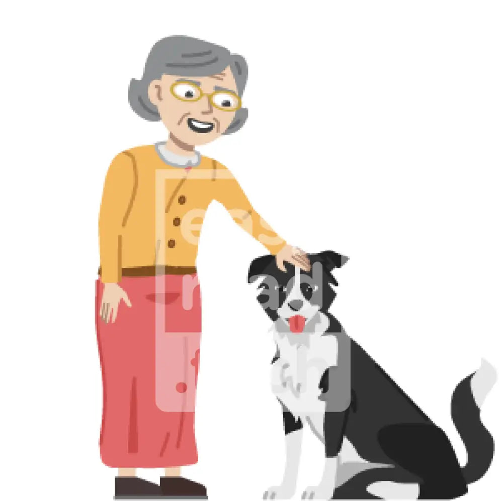 Senior Woman Petting The Dog